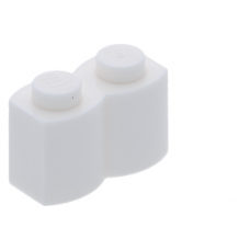 LEGO kocka 1x2 módosított farönk alakú, fehér (30136)